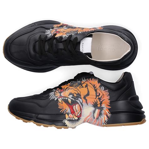 tiger sneakers gucci|Gucci rhyton leather sneakers.